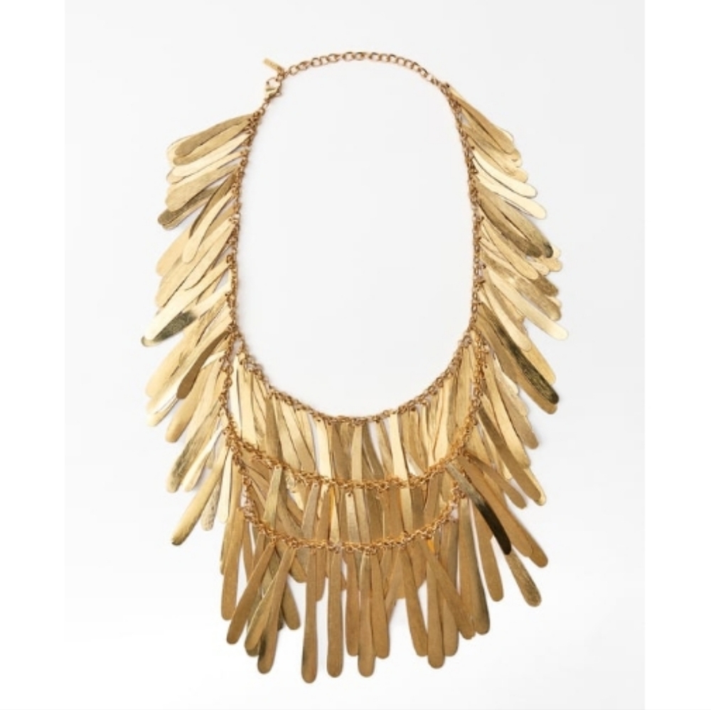 Zara Gold-Toned Fringe Statement Necklace NEW WITH TAGS (one of 2 available)